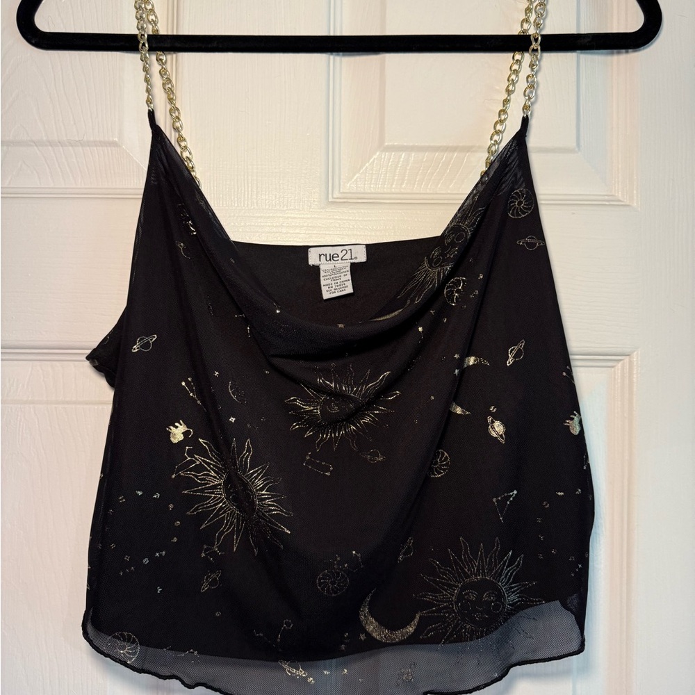 Rue21 Black Celestial Cowl Crop Top